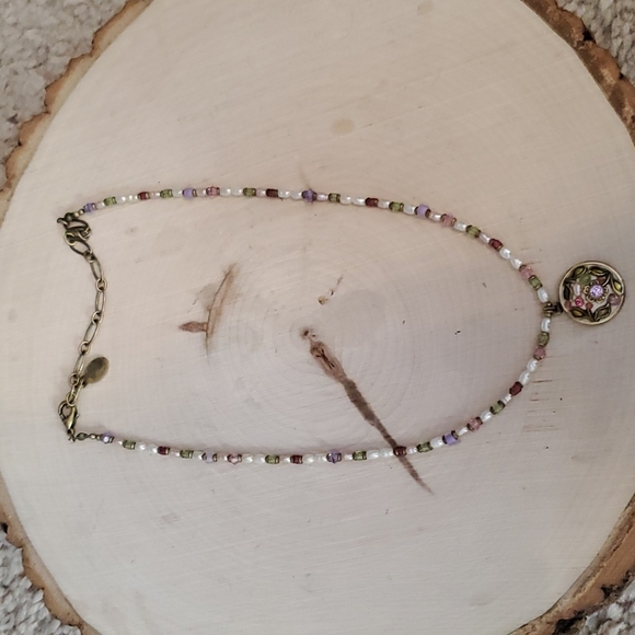 Michael Golan Purple Flower Design Beaded Necklace - Picture 4 of 6